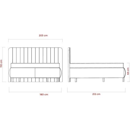 Letto imbottito con materassi e contenitore ALEXA 180x200 cm beige