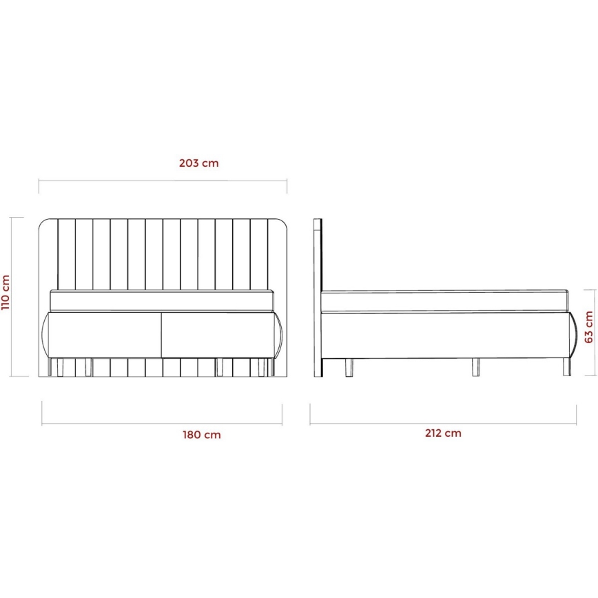 Letto imbottito con materassi e contenitore ALEXA 180x200 cm beige