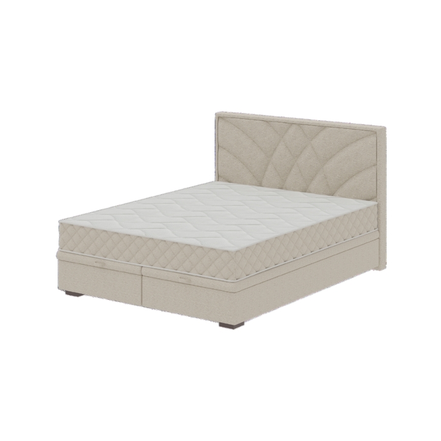 Letto imbottito con materassi e contenitore GINA 140x200 cm beige