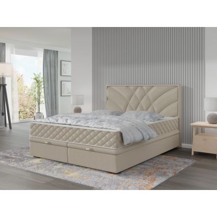 Letto imbottito con materassi e contenitore GINA 140x200 cm beige
