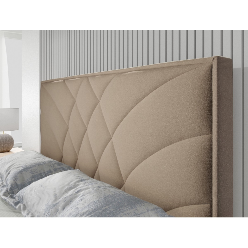 Letto imbottito con materassi e contenitore GINA 140x200 cm beige