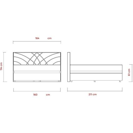 Letto imbottito con materassi e contenitore GINA 160x200 cm beige