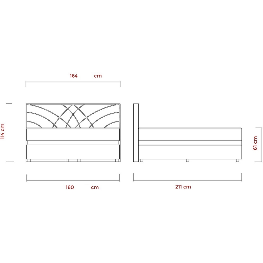 Letto imbottito con materassi e contenitore GINA 160x200 cm beige