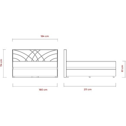 Letto imbottito con materassi e contenitore GINA 180x200 cm beige