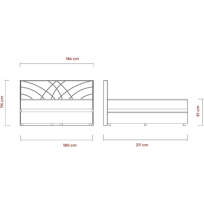 Letto imbottito con materassi e contenitore GINA 180x200 cm beige