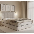 Letto imbottito con materassi e contenitore GRACE 140x200 cm beige