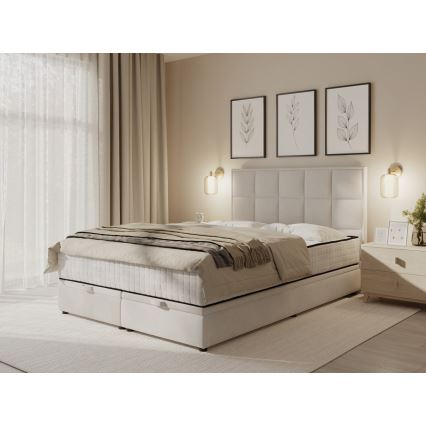 Letto imbottito con materassi e contenitore GRACE 140x200 cm grigio