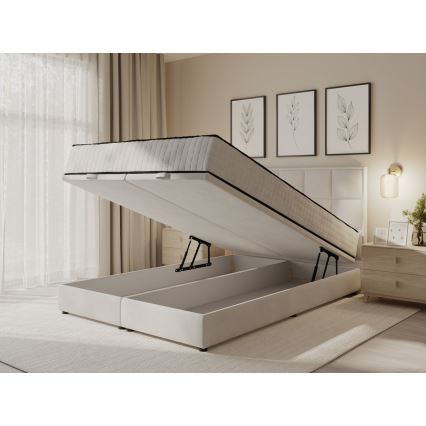 Letto imbottito con materassi e contenitore GRACE 140x200 cm grigio