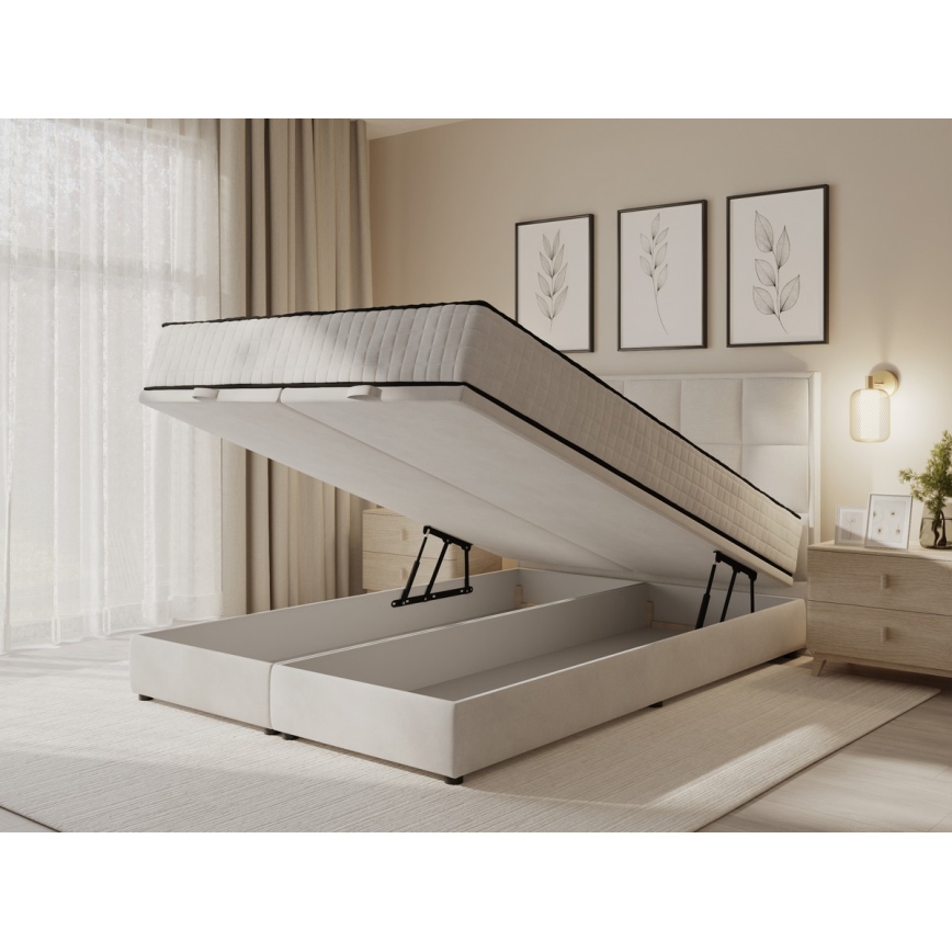 Letto imbottito con materassi e contenitore GRACE 140x200 cm grigio