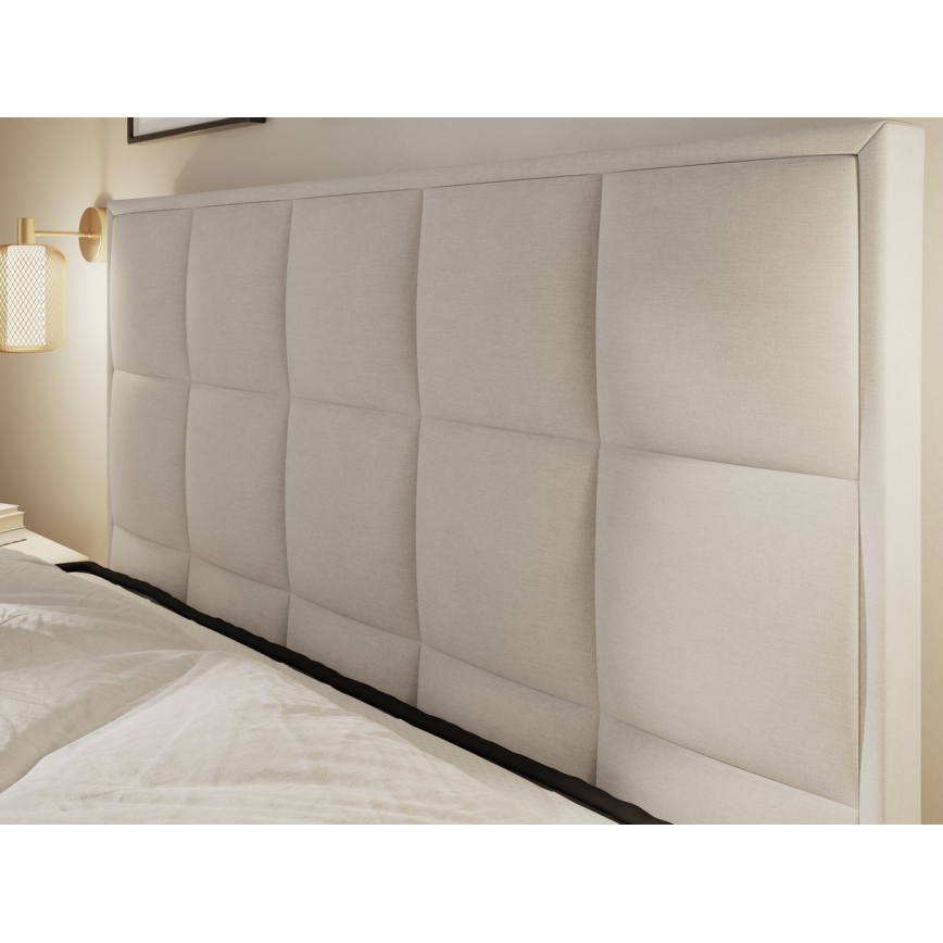 Letto imbottito con materassi e contenitore GRACE 140x200 cm grigio