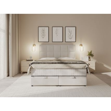 Letto imbottito con materassi e contenitore GRACE 140x200 cm grigio