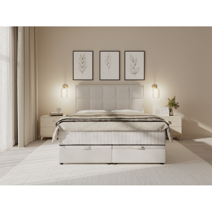Letto imbottito con materassi e contenitore GRACE 140x200 cm grigio