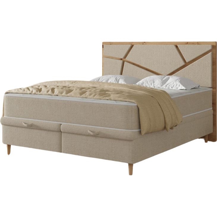 Letto imbottito con materassi e contenitore NAOMI 140x200 cm beige