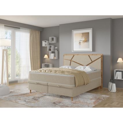 Letto imbottito con materassi e contenitore NAOMI 140x200 cm beige