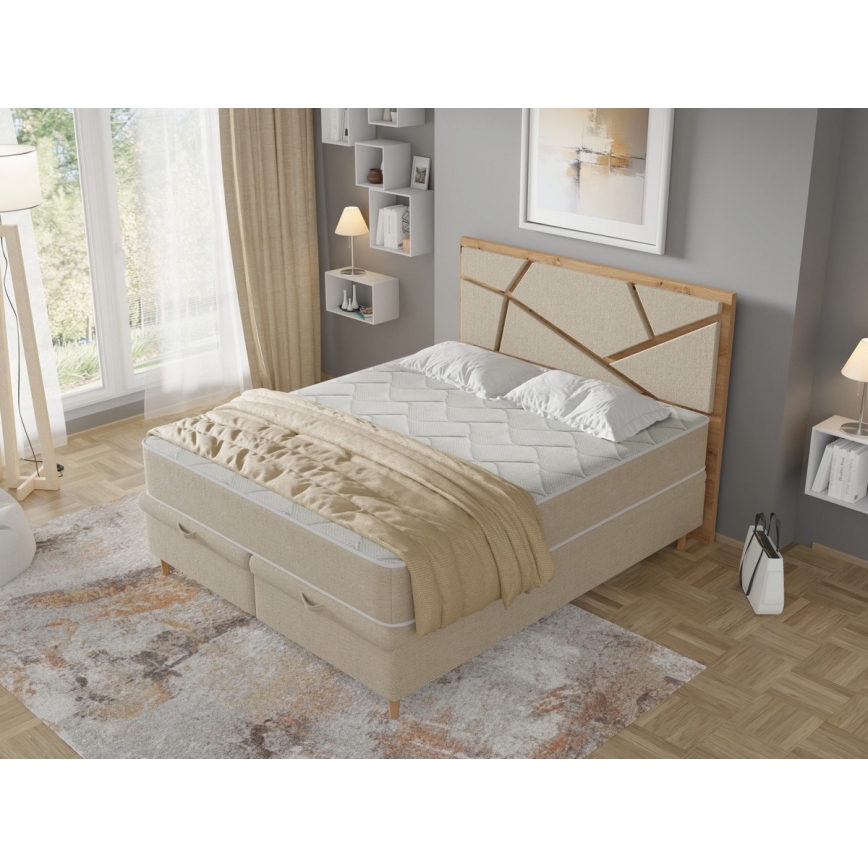 Letto imbottito con materassi e contenitore NAOMI 140x200 cm beige
