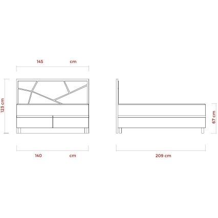 Letto imbottito con materassi e contenitore NAOMI 140x200 cm beige