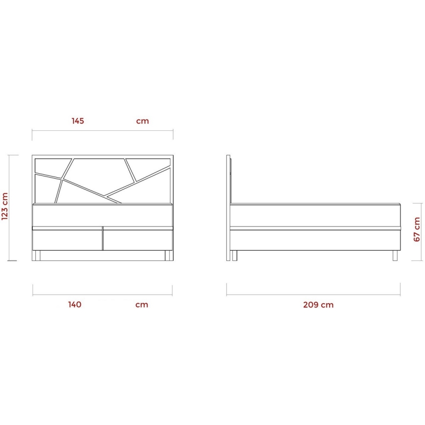 Letto imbottito con materassi e contenitore NAOMI 140x200 cm beige