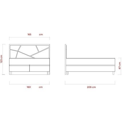 Letto imbottito con materassi e contenitore NAOMI 160x200 cm beige