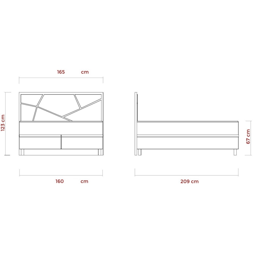 Letto imbottito con materassi e contenitore NAOMI 160x200 cm beige