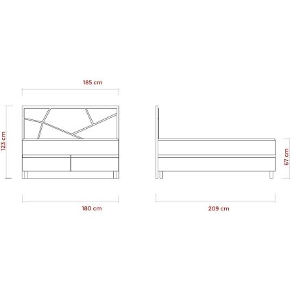 Letto imbottito con materassi e contenitore NAOMI 180x200 cm beige