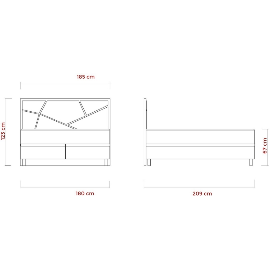 Letto imbottito con materassi e contenitore NAOMI 180x200 cm beige