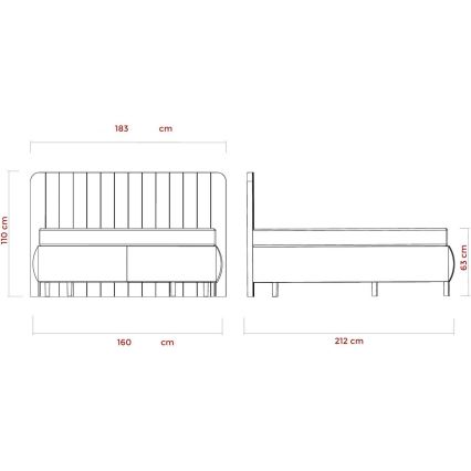Letto imbottito con materassi e topper con contenitore ALEXA 160x200 cm beige
