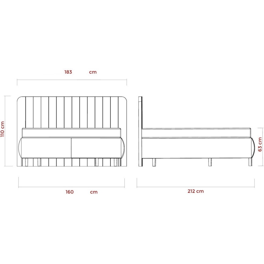 Letto imbottito con materassi e topper con contenitore ALEXA 160x200 cm beige