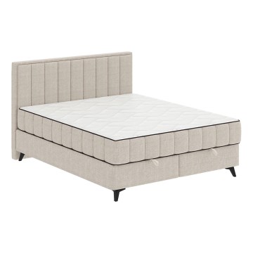 Letto imbottito con materassi e topper con contenitore ALICIA 180x200 cm beige