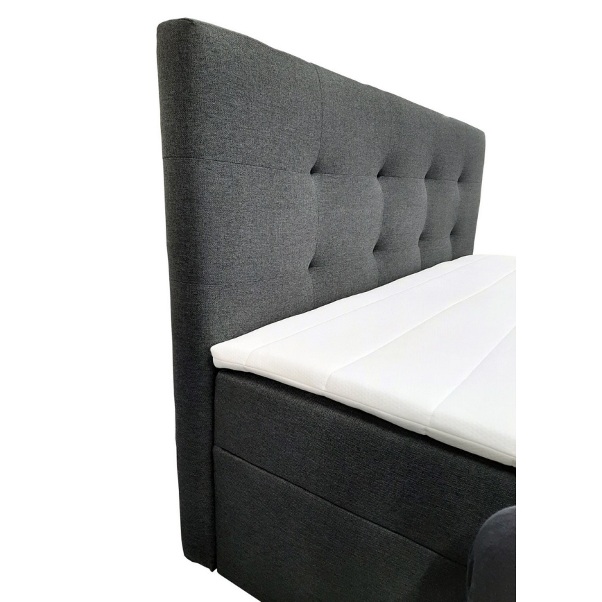 Letto imbottito con materassi e topper con contenitore EMBER 160x200 cm antracite
