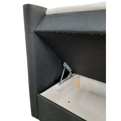 Letto imbottito con materassi e topper con contenitore EMBER 160x200 cm antracite