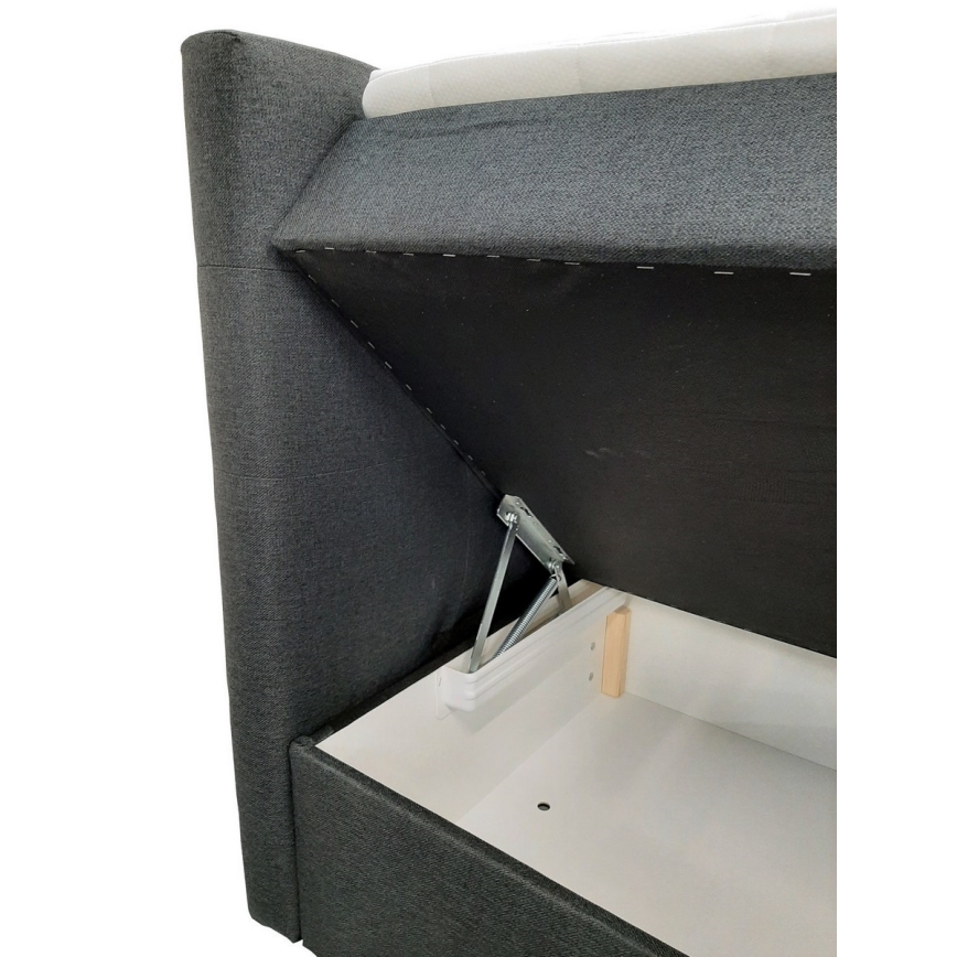 Letto imbottito con materassi e topper con contenitore EMBER 160x200 cm antracite