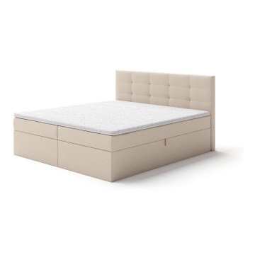 Letto imbottito con materassi e topper con contenitore EMBER 160x200 cm beige