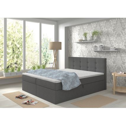 Letto imbottito con materassi e topper con contenitore EMBER 180x200 cm antracite