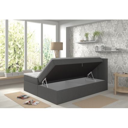 Letto imbottito con materassi e topper con contenitore EMBER 180x200 cm antracite