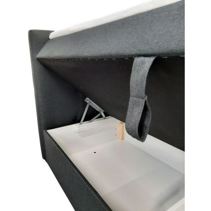 Letto imbottito con materassi e topper con contenitore EMBER 180x200 cm antracite