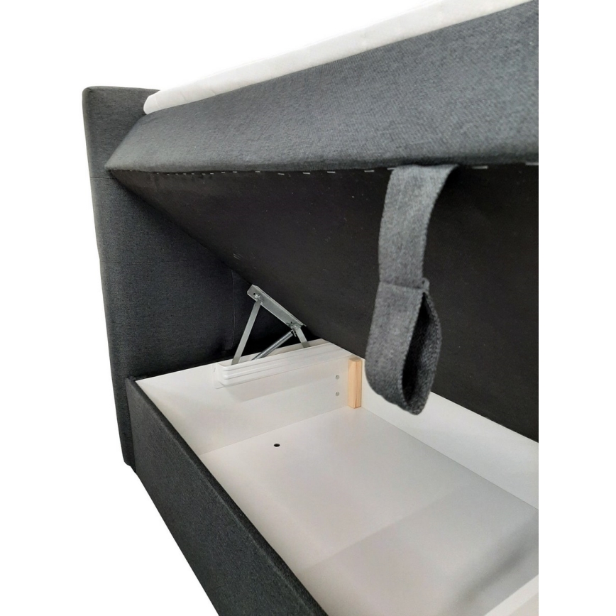 Letto imbottito con materassi e topper con contenitore EMBER 180x200 cm antracite