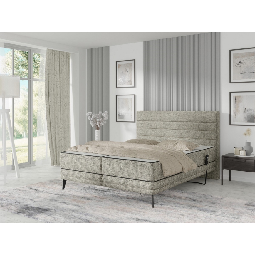 Letto imbottito con materassi e topper MILA 180x200 cm grigio