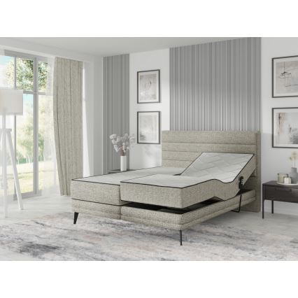 Letto imbottito con materassi e topper MILA 180x200 cm grigio