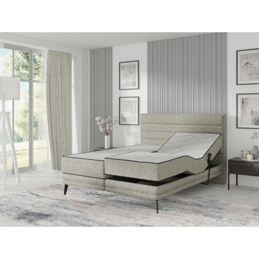 Letto imbottito con materassi e topper MILA 180x200 cm grigio