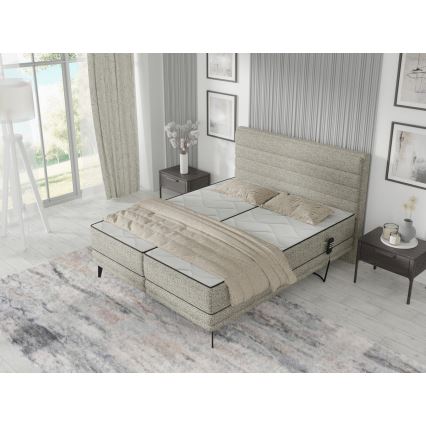 Letto imbottito con materassi e topper MILA 180x200 cm grigio