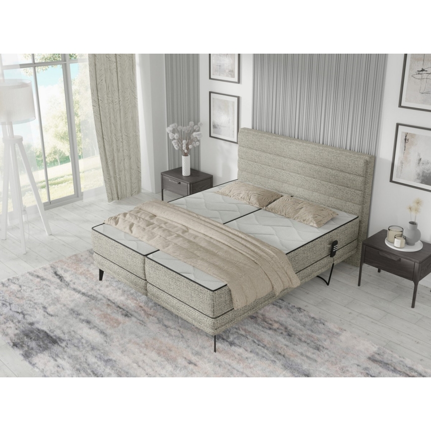 Letto imbottito con materassi e topper MILA 180x200 cm grigio