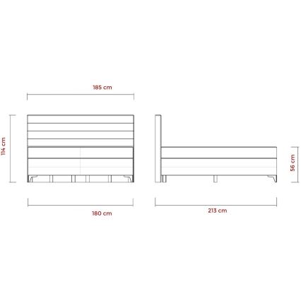 Letto imbottito con materassi e topper MILA 180x200 cm grigio