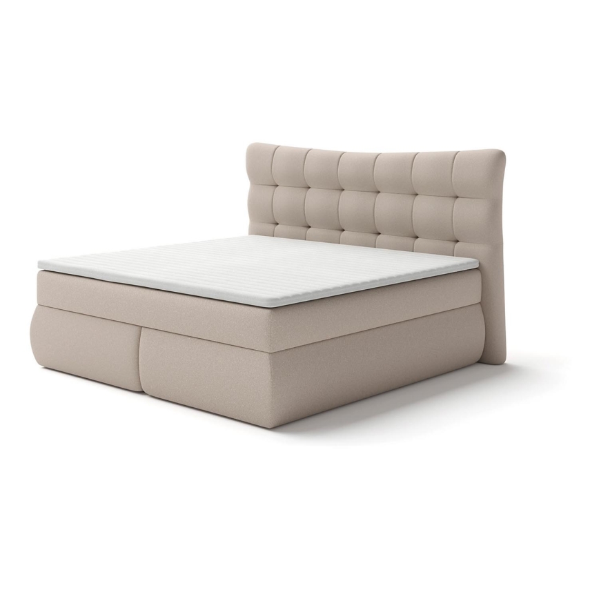 Letto imbottito con materassi e topper SOFIA 180x200 cm beige