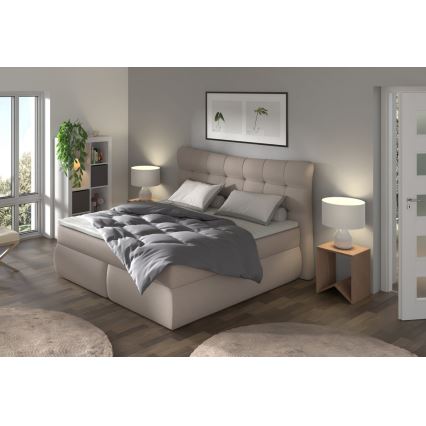 Letto imbottito con materassi e topper SOFIA 180x200 cm beige