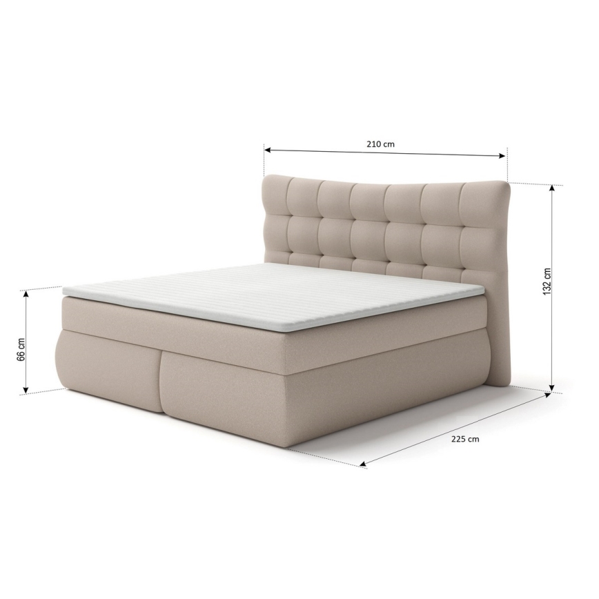 Letto imbottito con materassi e topper SOFIA 180x200 cm beige