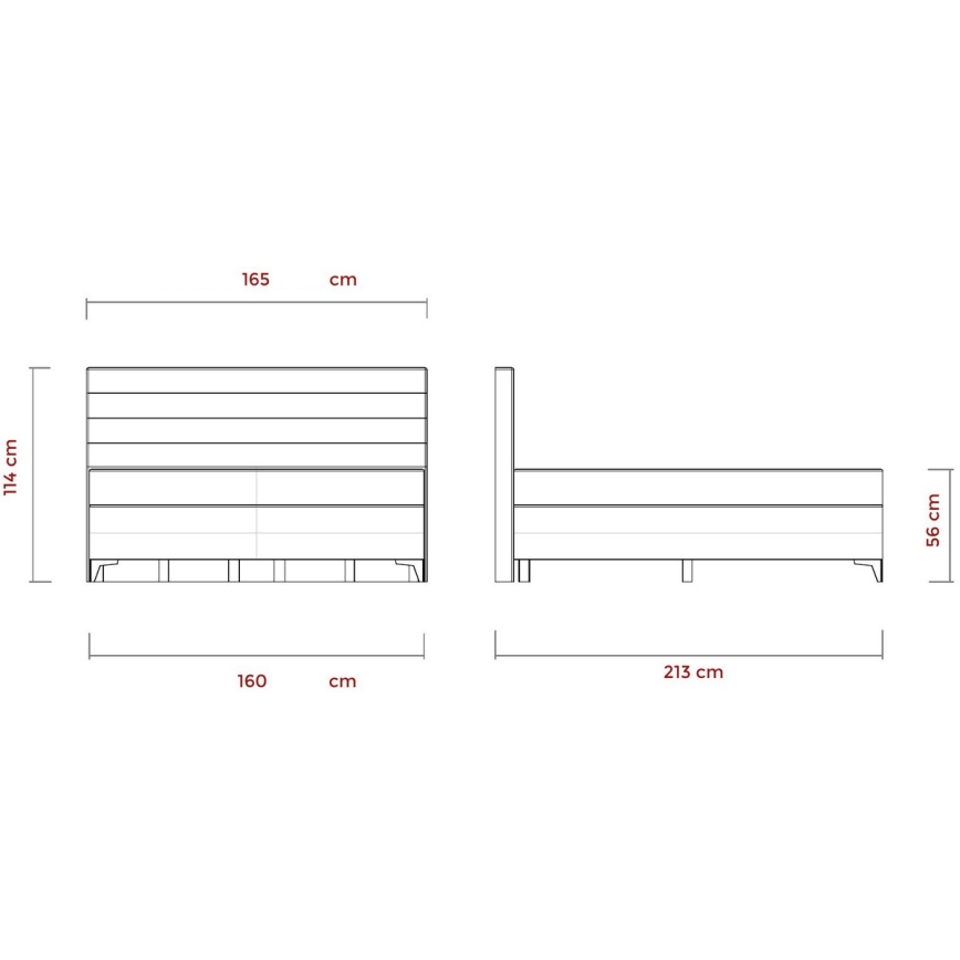Letto imbottito con materassi regolabili elettricamente MILA 160x200 cm grigio