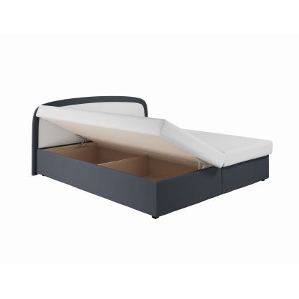 Letto imbottito con materasso a molle e contenitore MALIA 200x160 grigio