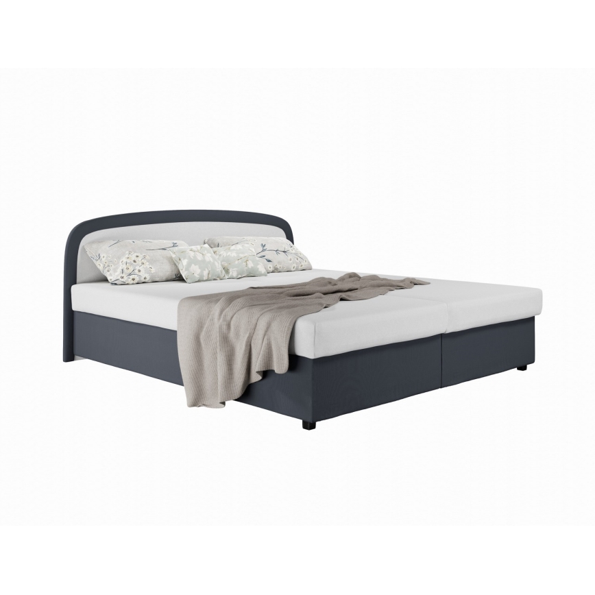 Letto imbottito con materasso a molle e vano contenitore MALIA 160x200 grigio
