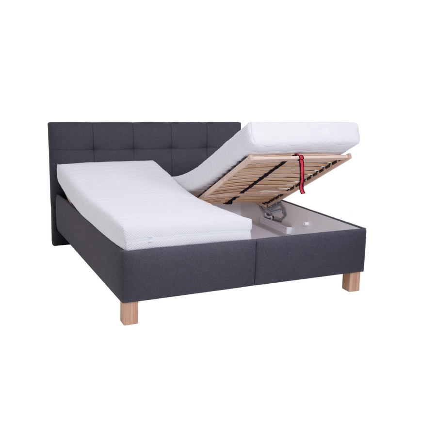 Letto imbottito con materasso e contenitore MARIA 160x200 cm grigio