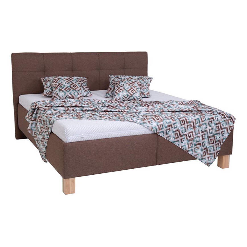 Letto imbottito con materasso e contenitore MARIA 160x200 cm marrone